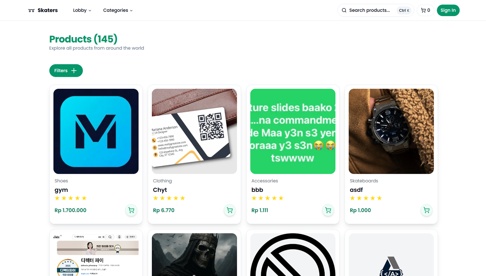 Skaters Next.js E-commerce Project