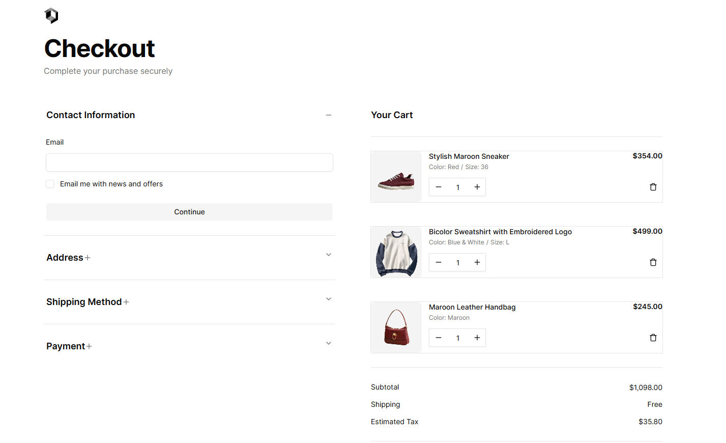 Shadcnblocks checkout UI collection