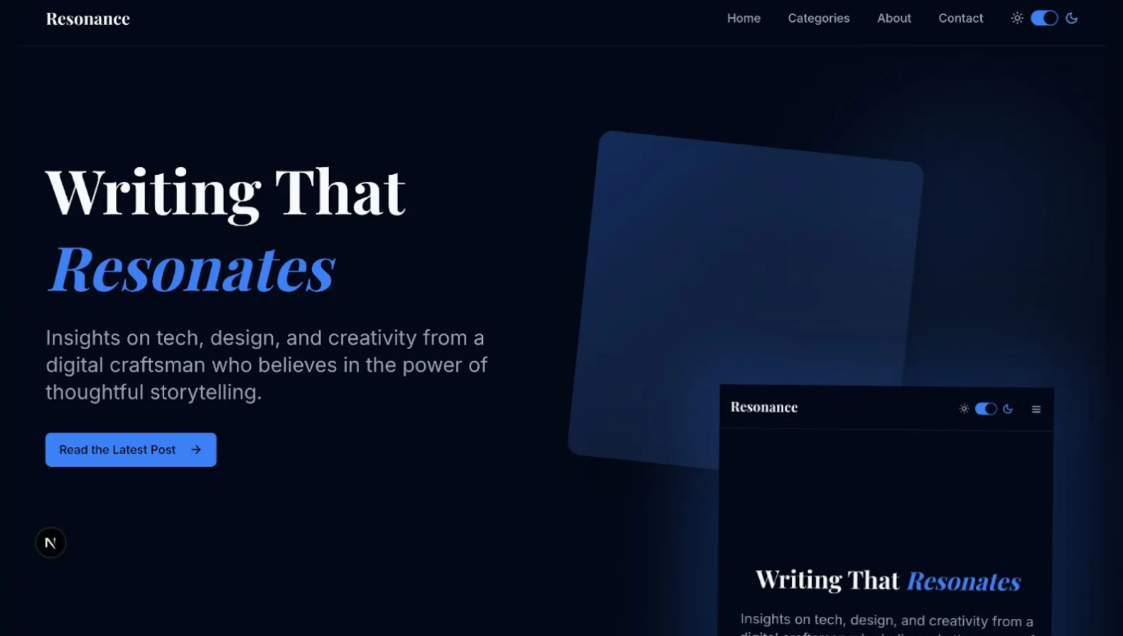 Next Blog shadcn blog template