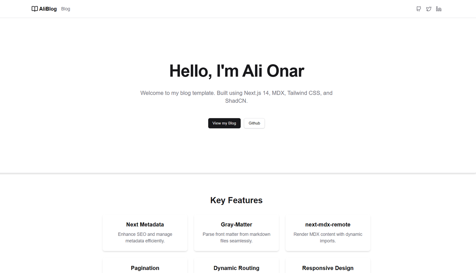 Next.js MDX shadcn Blog Template