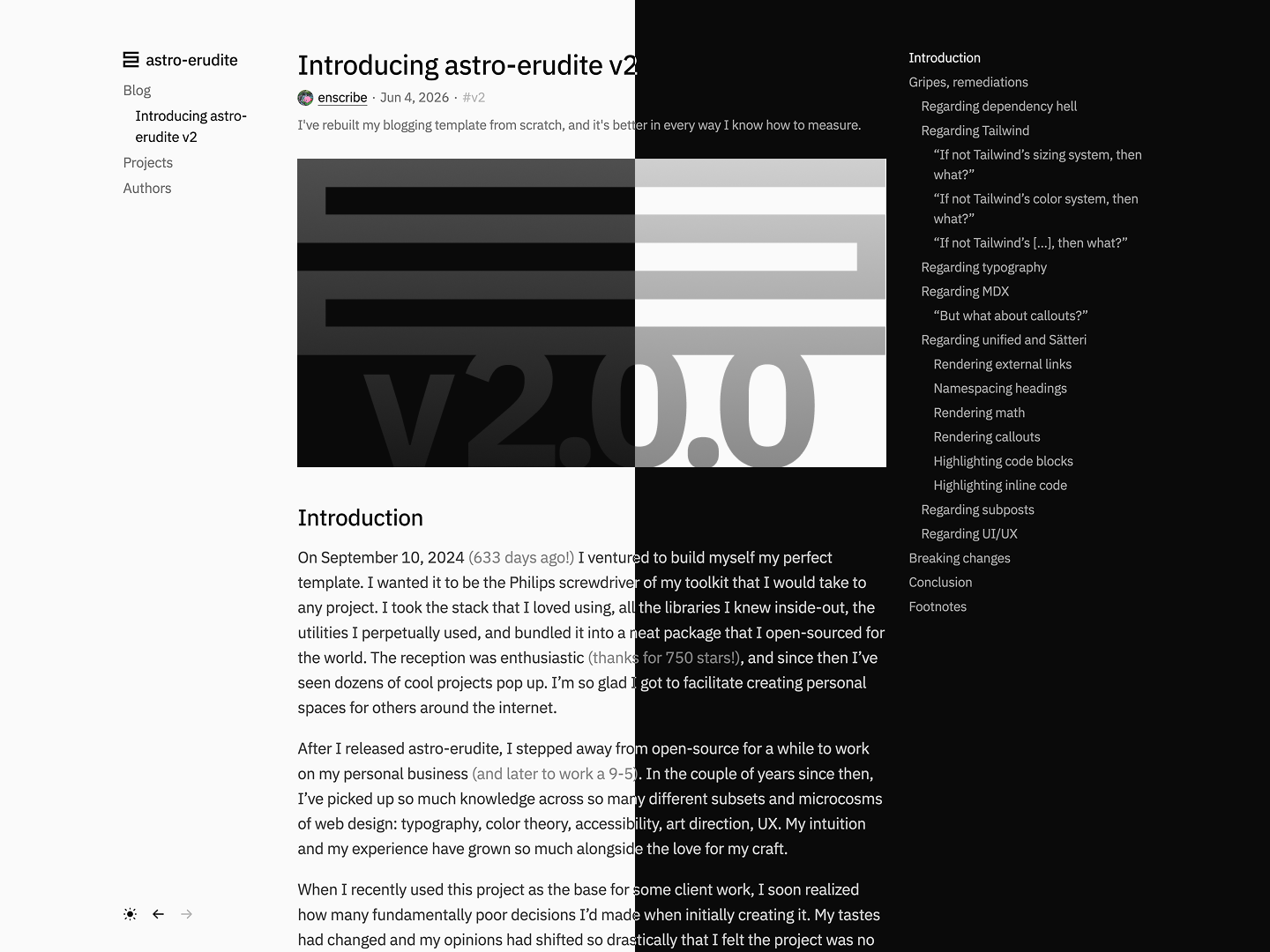 Astro Erudite shadcn blog template