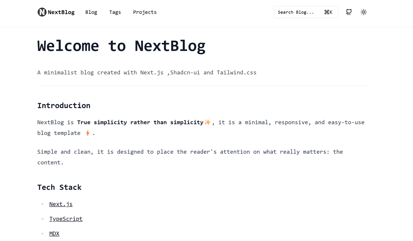 Next Blog shadcn blog template