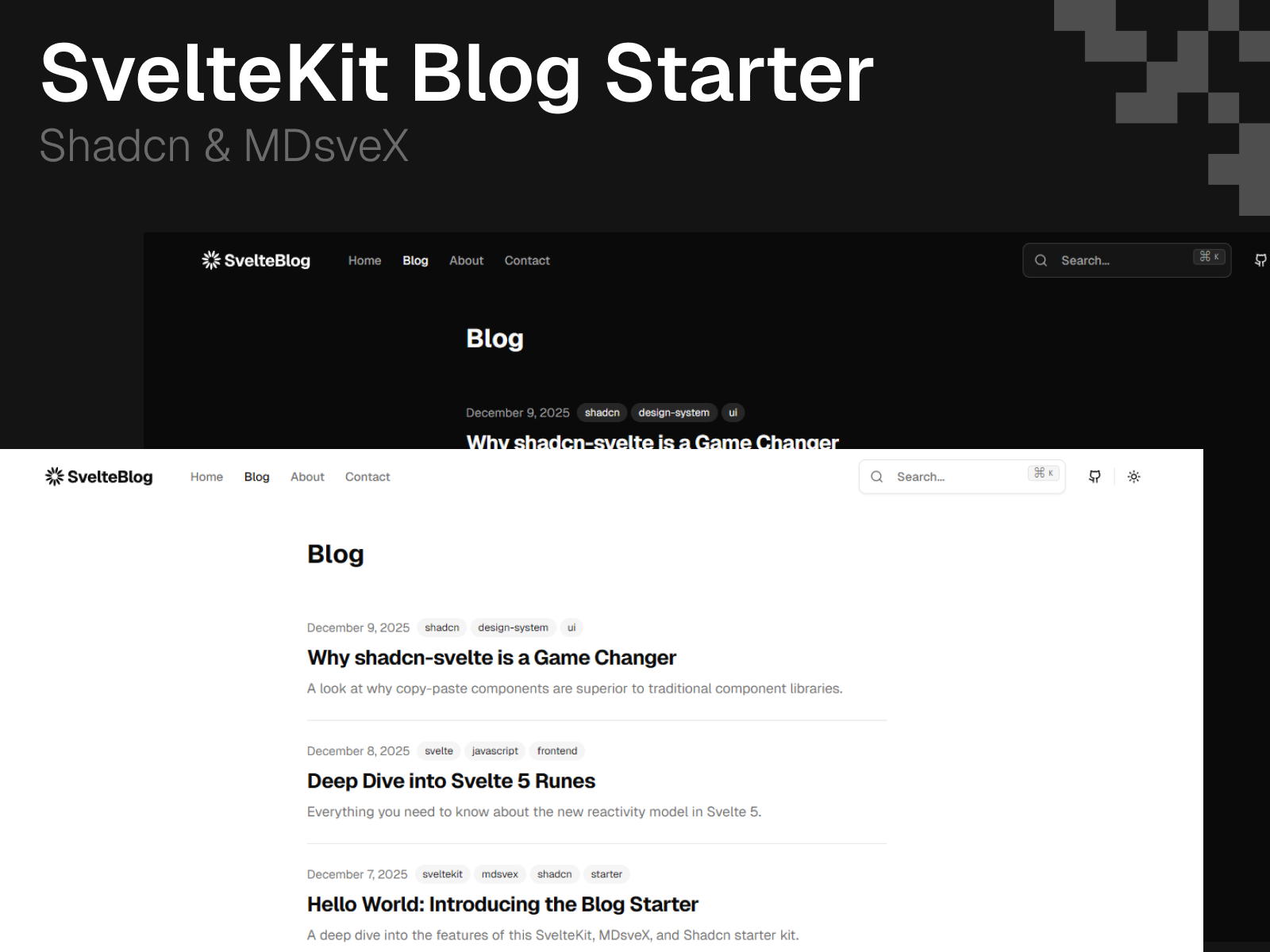 sveltekit shadcn blog template