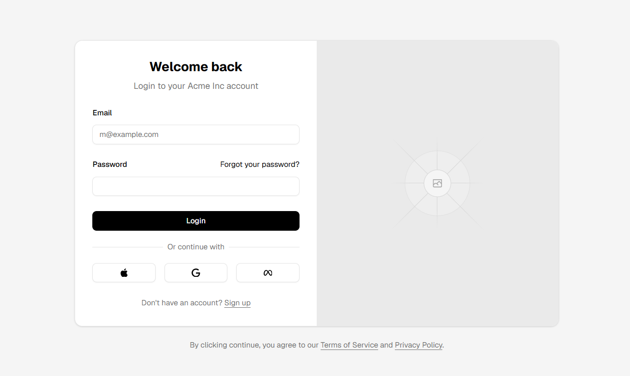 Official shadcn UI login blocks