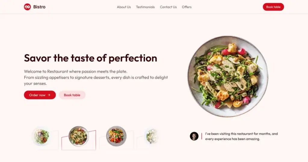 bistro astro shadcn template for restaurant