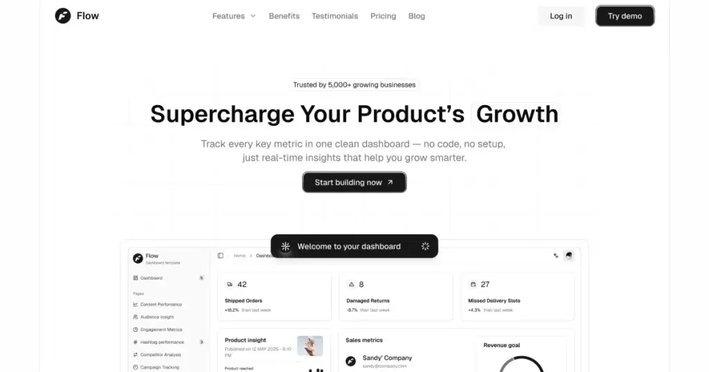 flow shadcn saas template
