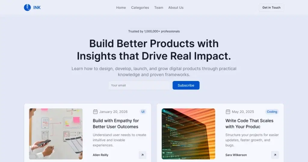ink shadcn blog template