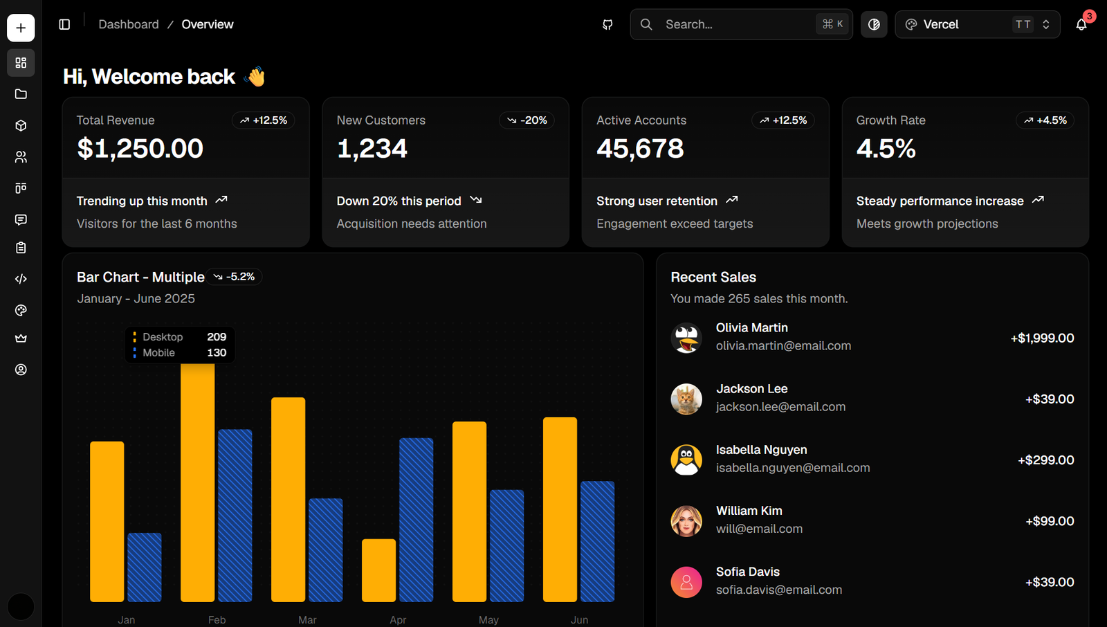 Next Shadcn Dashboard Starter free admin dashboard template
