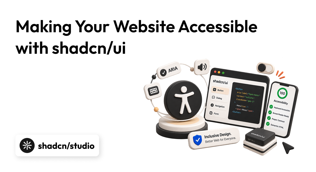 Accessible website interface built with shadcn/ui components