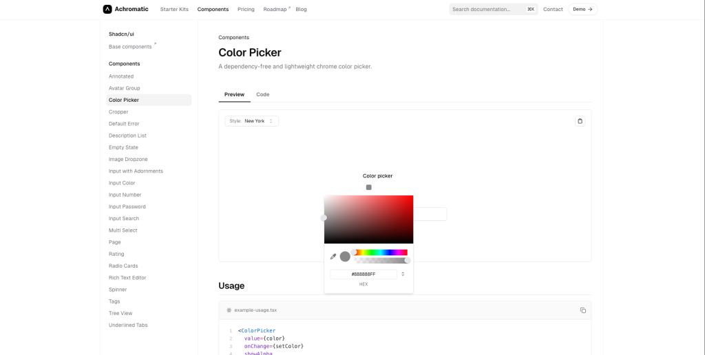 shadcn color picker - Achromatioc