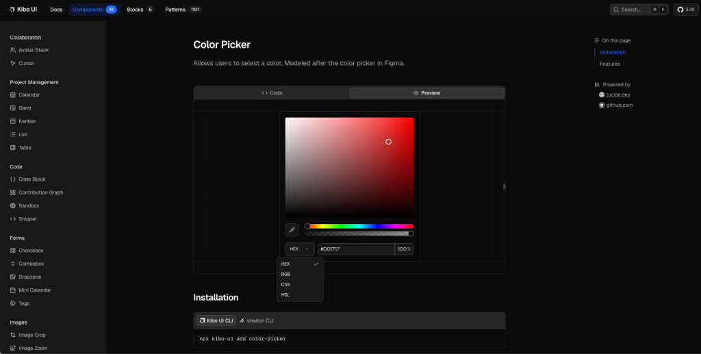 kibo shadcn color picker