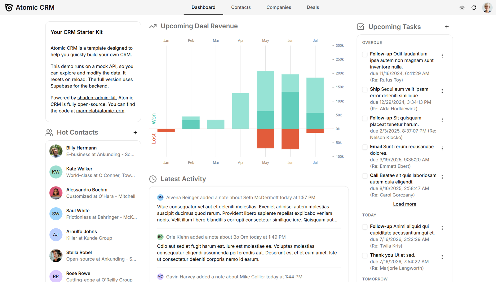 Atomic CRM - Best Shadcn CRM Admin Templates