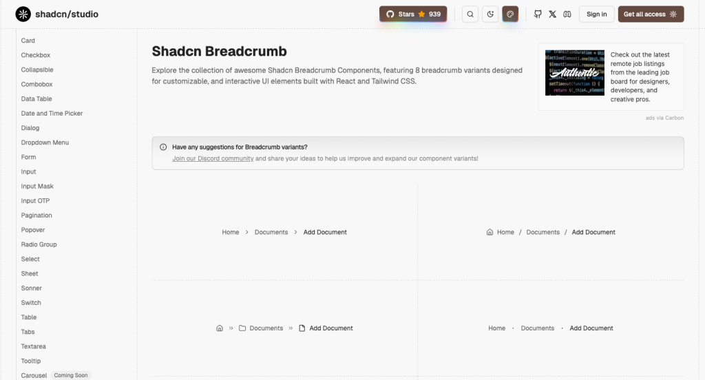 shadcn studio Breadcrumb