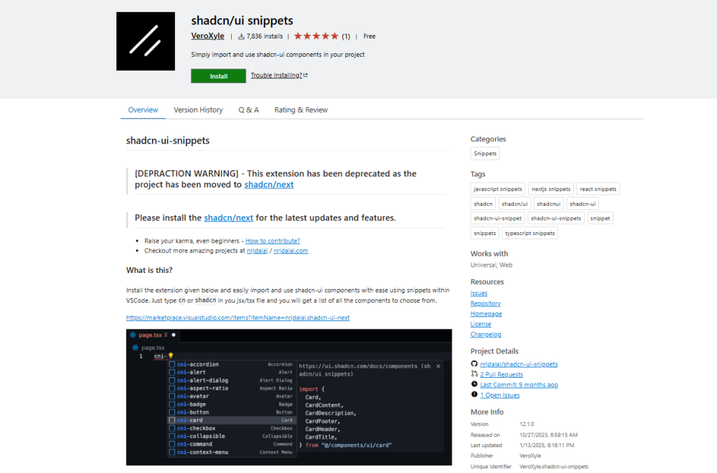 Shadcn UI Snippets