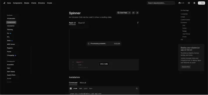 shadcn ui spinner