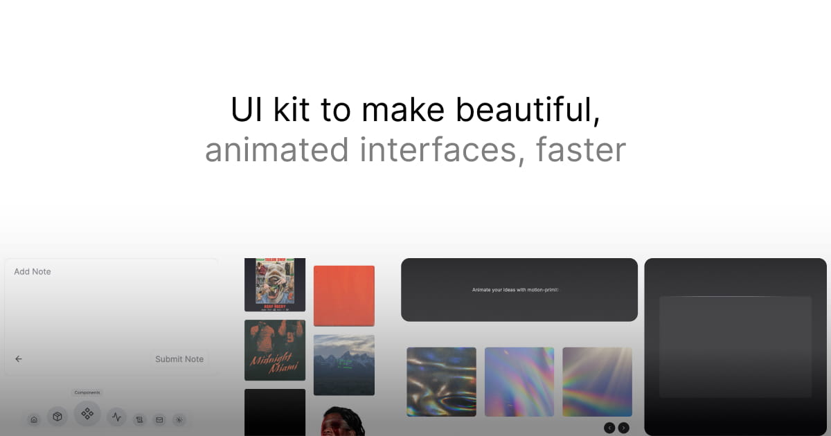 motion primitives shadcn react component libraries