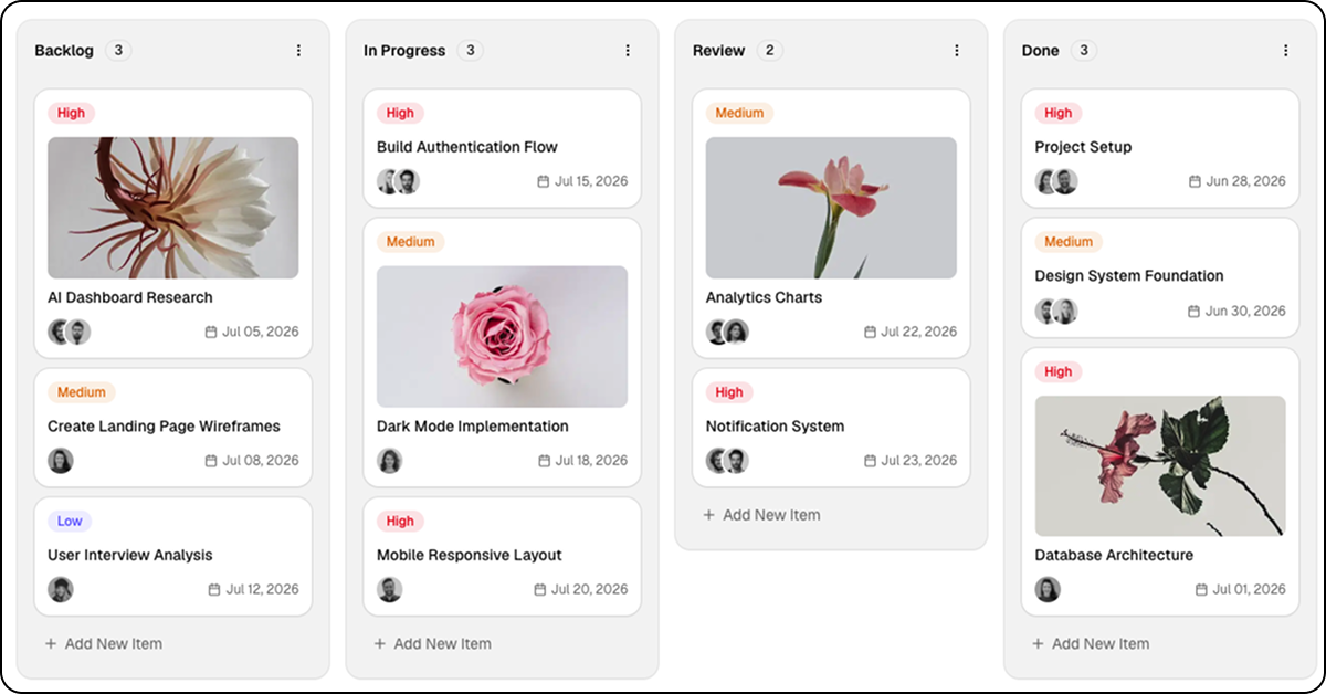Shadcn Kanban Component