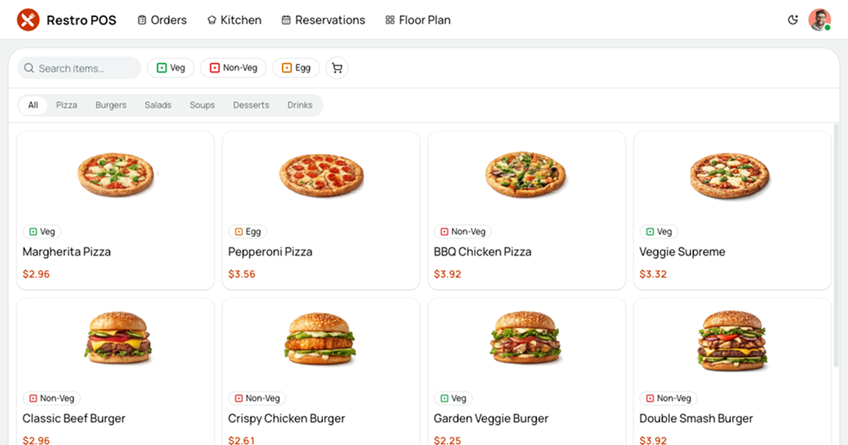 RestroPOS – Shadcn UI Restaurant POS Template
