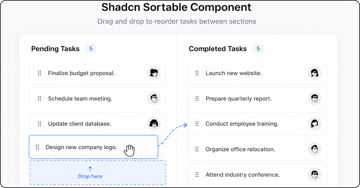 Shadcn Sortabele Component