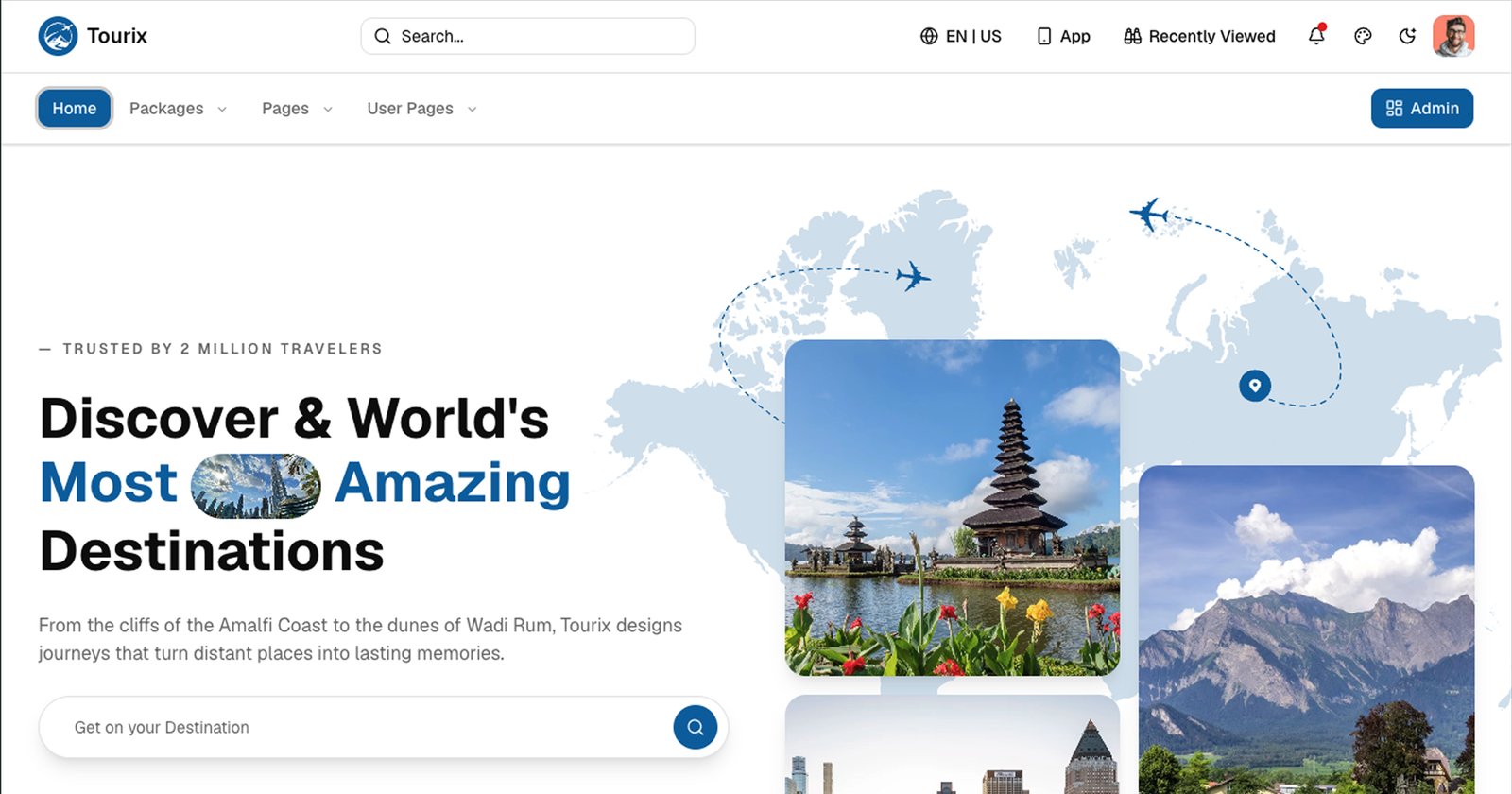 Tourix – Shadcn UI Travel Management App Template