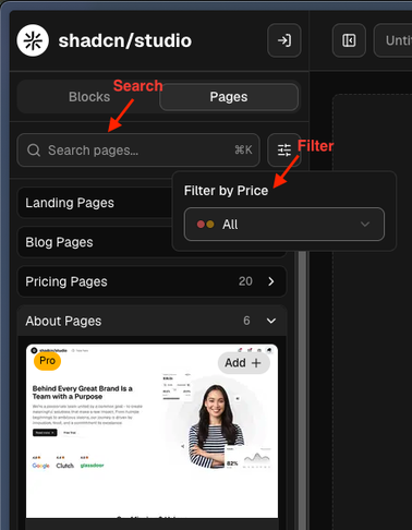 pages filter dark