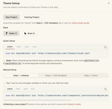 Copy theme dialog