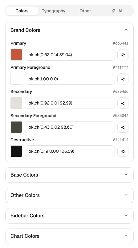 Colors tab
