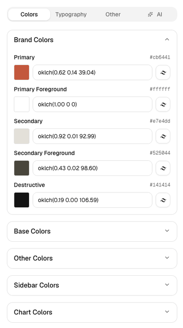 Colors tab