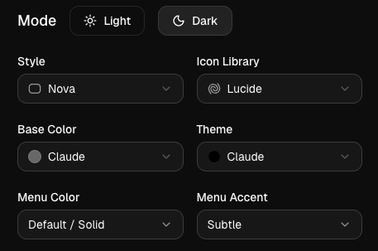 Theme Generator controls