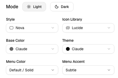 Theme Generator controls