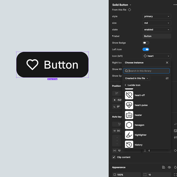 swapping an icon in a Button component instance