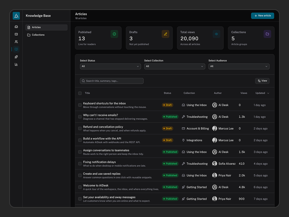 Knowledge base Page