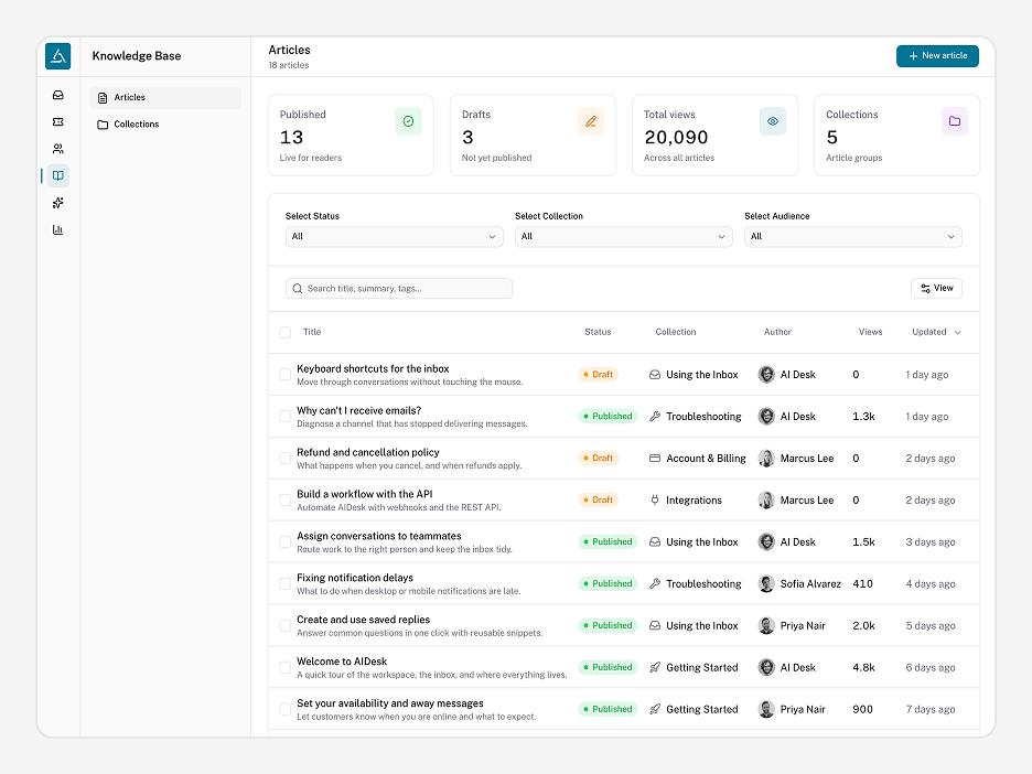Knowledge base Page
