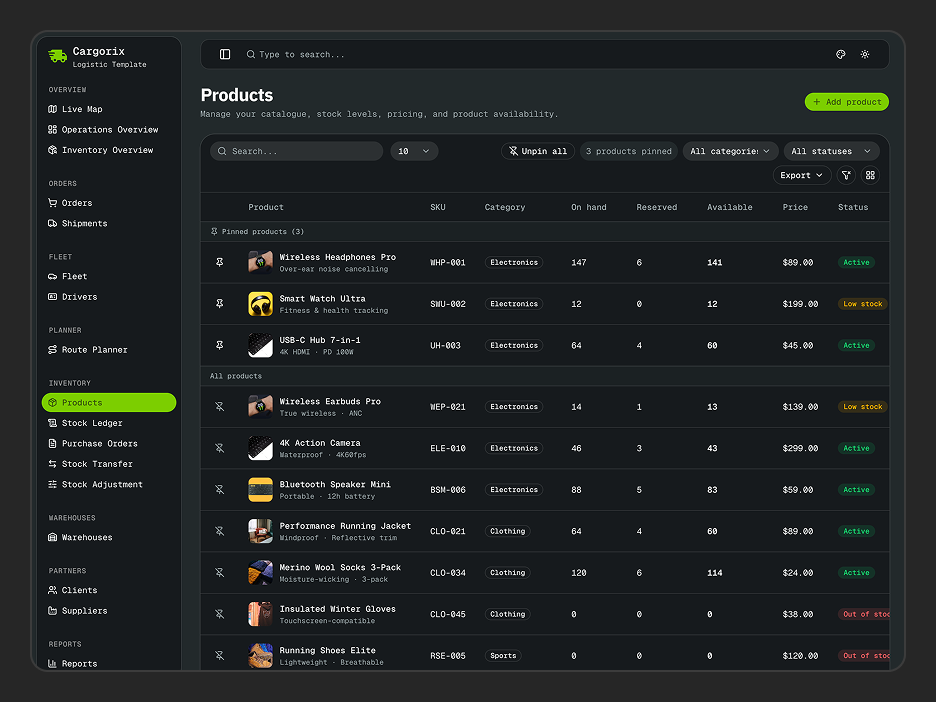 Products Page