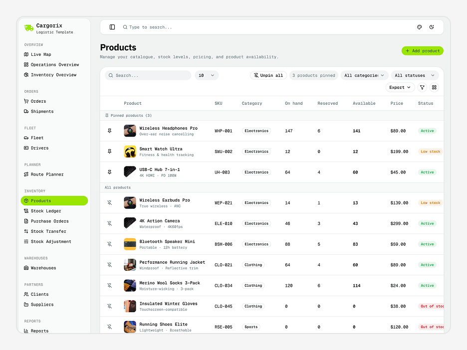 Products Page