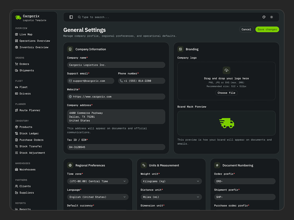 General Settings Page