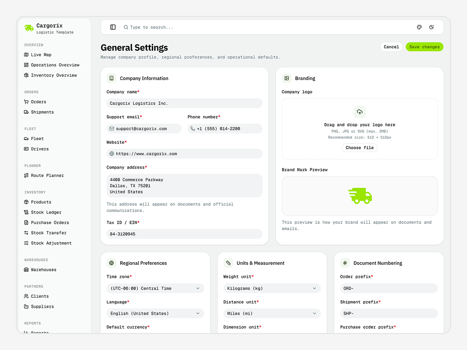 General Settings Page