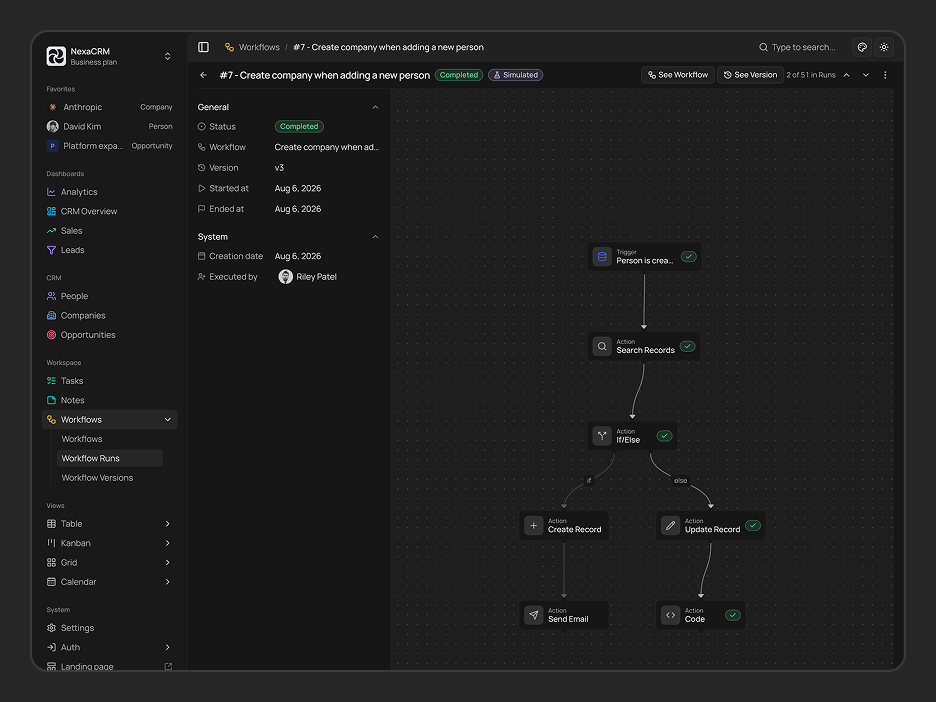 Workflow Run Detail Page