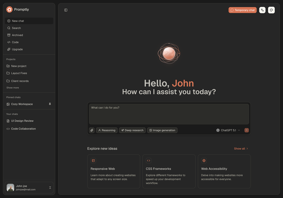 Promptly - Shadcn UI AI Chat App Template-large-image-1