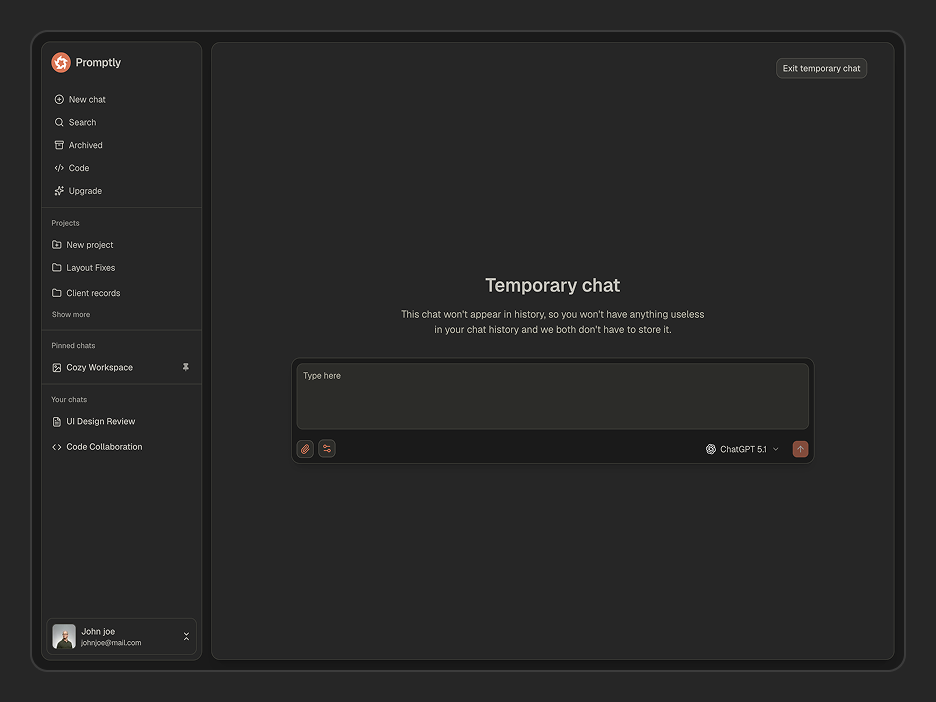 Temporary Chat Page
