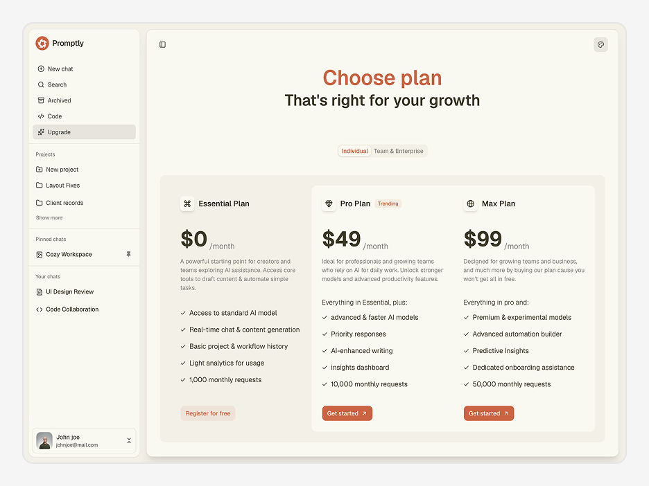 Pricing Page