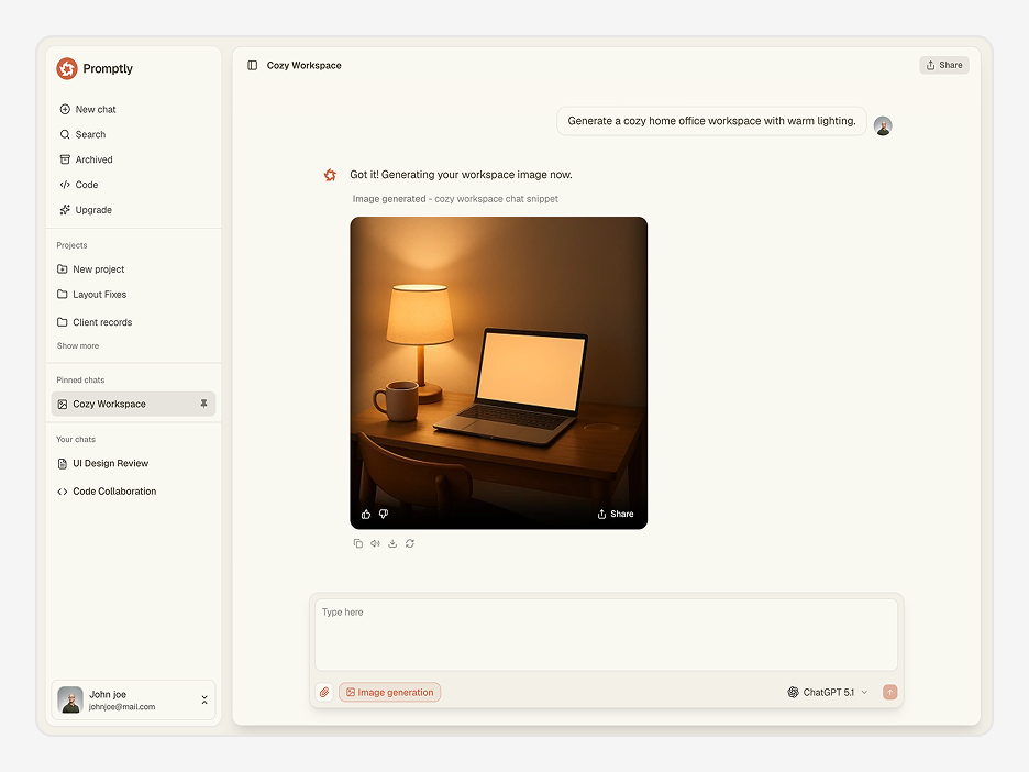 Image Generation Chat Page
