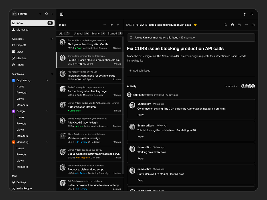 Inbox Page