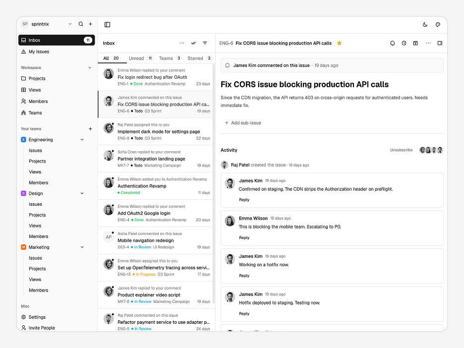 Inbox Page