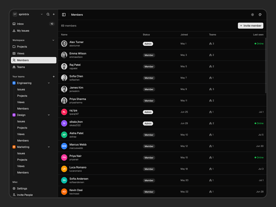 Members Page