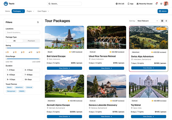 Tourix - Shadcn Travel Management App Template-small-image-2