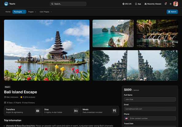 Tourix - Shadcn Travel Management App Template-small-image-3
