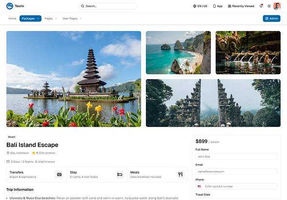 Tourix - Shadcn Travel Management App Template-small-image-3