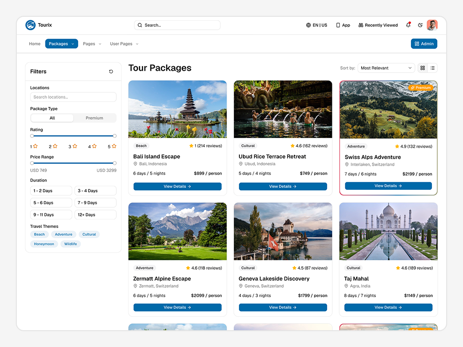 Tour Packages Page