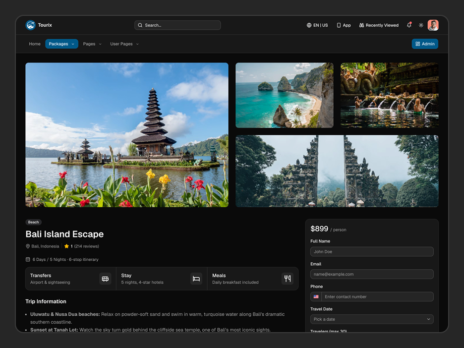 Package Details Page